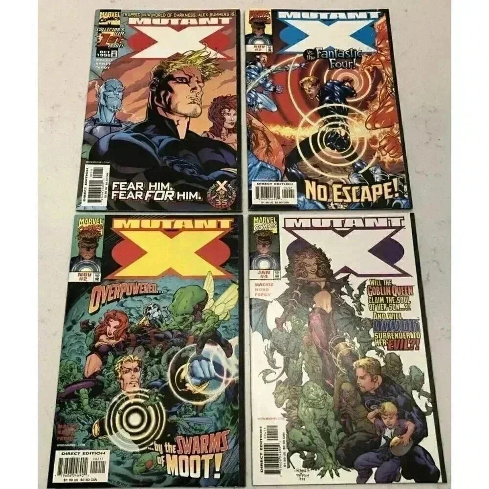 Lot of 4 Mutant X Comics Jan #4 Oct. Collector Iss. #1 Nov. #2 vs Fantastic Four